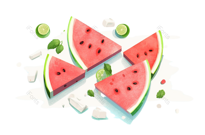 西瓜图片,夏天元素,蓝色背景PNG,水果免抠素材